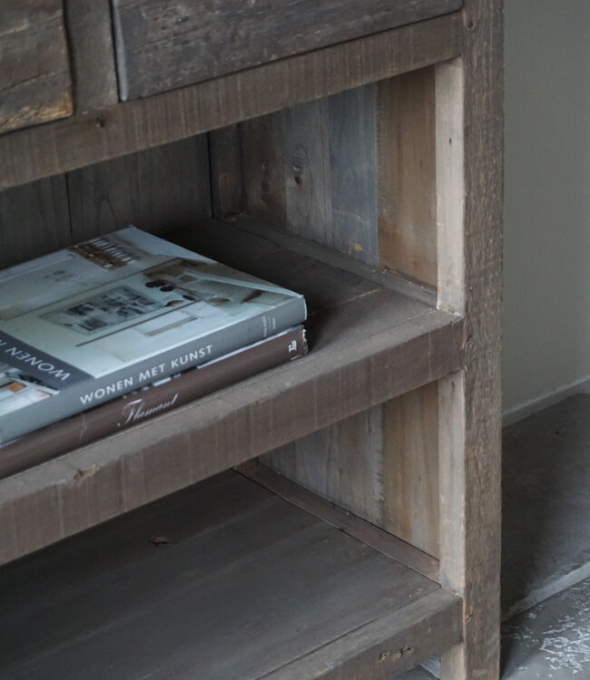 Rene Houtman Sidetable | Oud Hout | 3 Lades | H91,5 x B121 x D40 cm