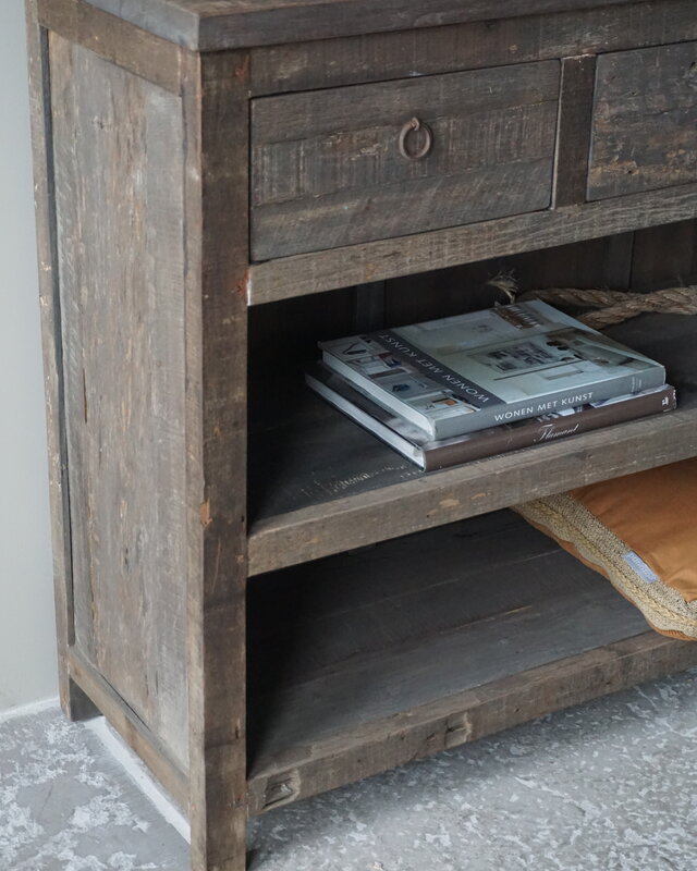 Rene Houtman Sidetable | Oud Hout | 3 Lades | H91,5 x B121 x D40 cm