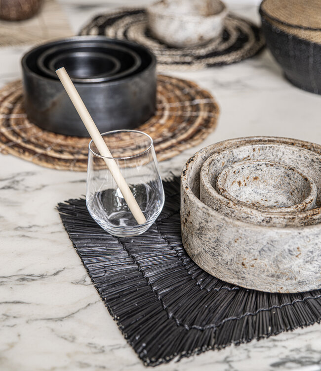 Bazar Bizar Alang Alang Placemat | Rechthoekig | Zwart/Naturel