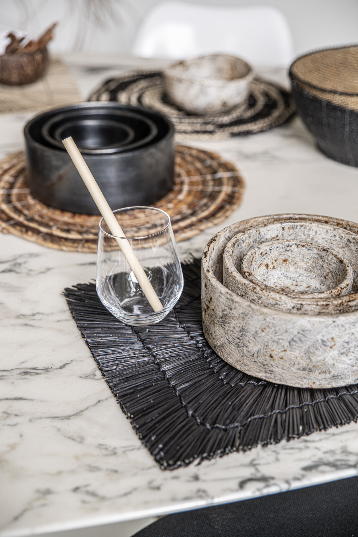 Bazar Bizar Alang Alang Placemat | Rechthoekig | Zwart/Naturel
