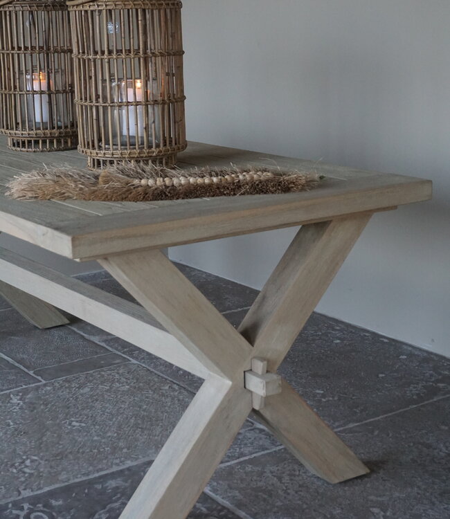 Rene Houtman Eettafel/Tuintafel | Cross Teak | Naturel | Kies Maat
