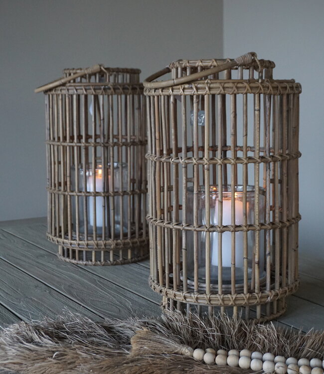 Rene Houtman Windlicht Rattan | Grey | H50 x D30 cm