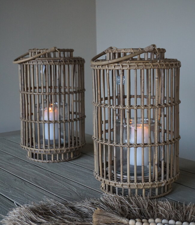 Rene Houtman Windlicht Rattan | Grey | H50 x D30 cm