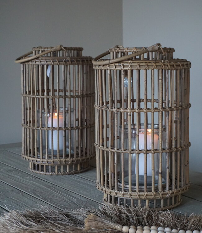 Rene Houtman Windlicht Rattan | Grey | H50 x D30 cm
