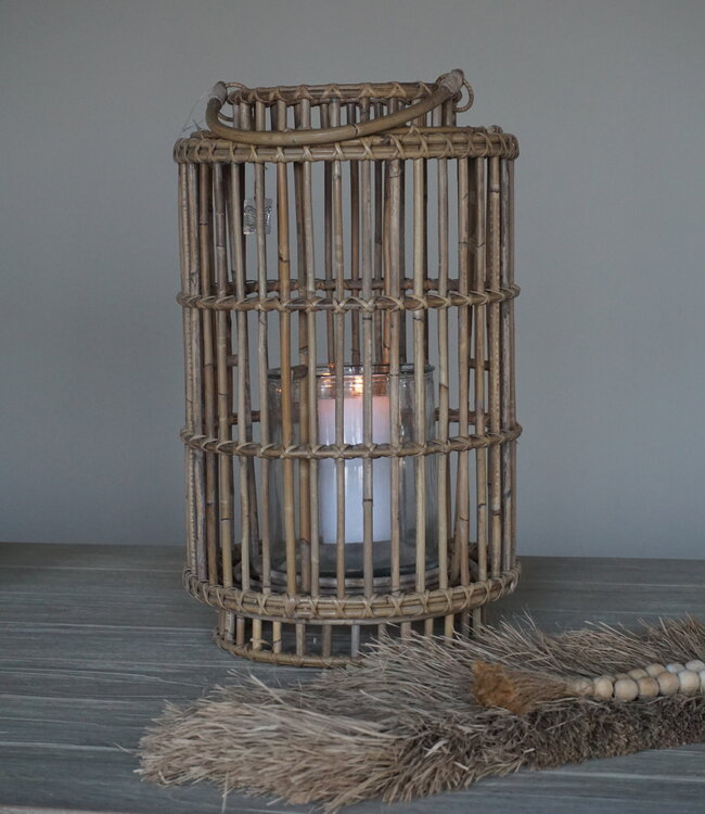 Rene Houtman Windlicht Rattan | Grey | H50 x D30 cm