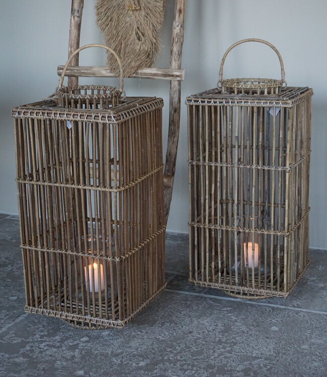 Rene Houtman Windlicht Rattan | Grey | H75 x B35 x D35 cm