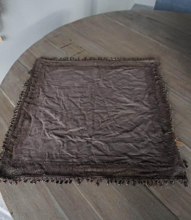 Rene Houtman Tafelkleedje Leem | Met Kraaltjes | 35x35 cm