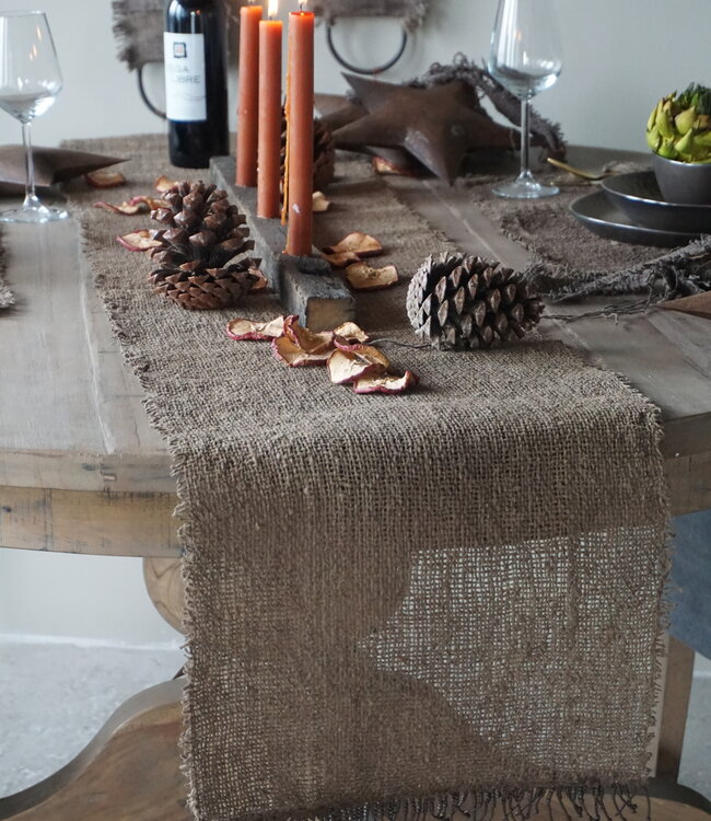 Rene Houtman Tafelloper Leem | Landelijk | L215 x B35 cm