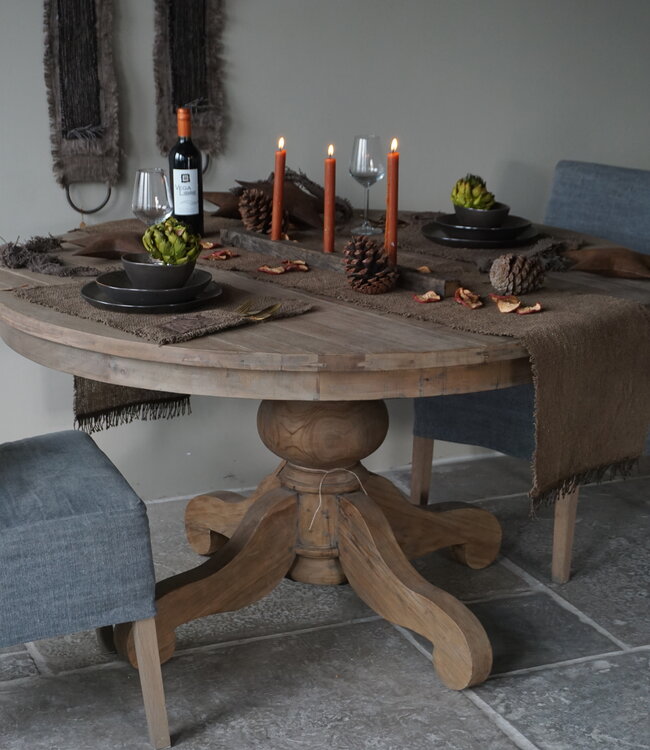 Rene Houtman Tafelloper Leem | Landelijk | L215 x B35 cm