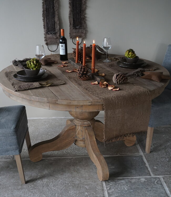 Rene Houtman Tafelloper Leem | Landelijk | L215 x B35 cm