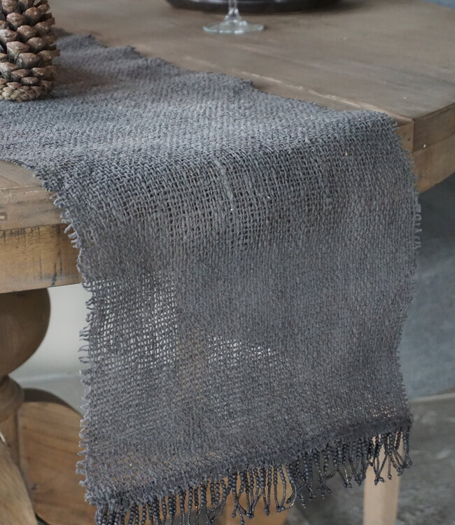 Rene Houtman Tafelloper Grijs | Landelijk | L215 x B35 cm