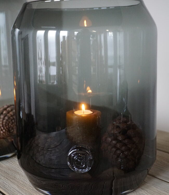 Gommaire Windlicht Hurricane - Medium - Grey - H35 x D28,5 cm