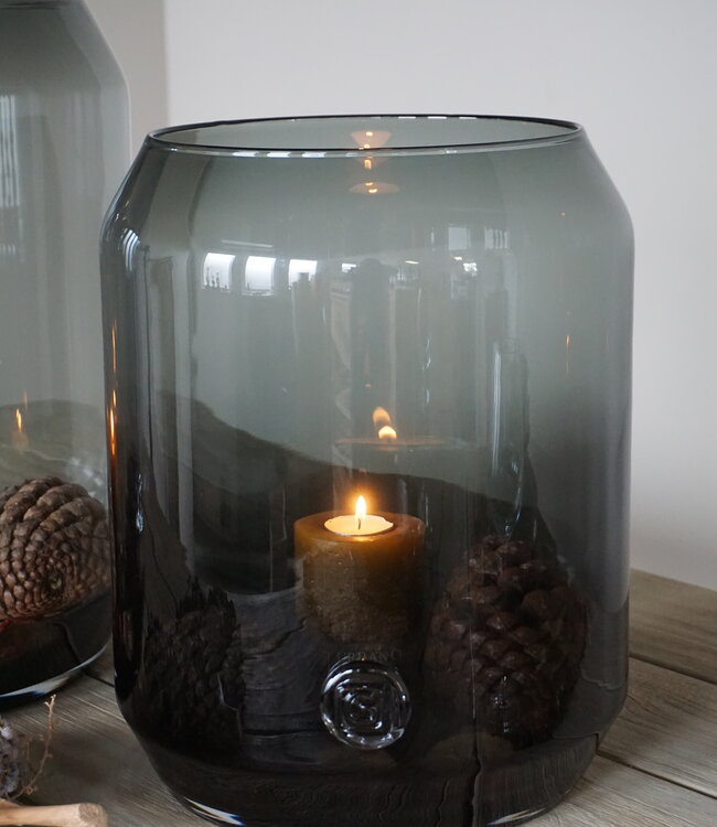 Gommaire Windlicht Hurricane - Medium - Grey - H35 x D28,5 cm