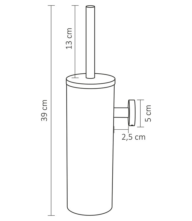 Rene Houtman Toiletborstelhouder Set | Zwart | H39 x D9 cm