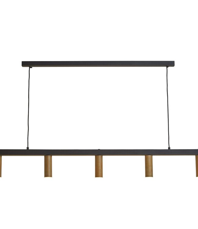 Frezoli Hanglamp Tino 5 | Zwart Met Koper | B150 cm