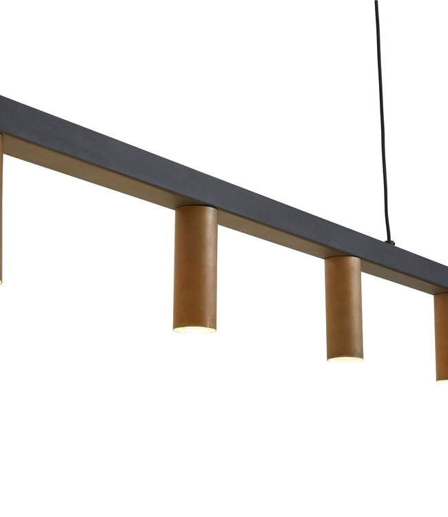 Frezoli Hanglamp Tino 5 | Zwart Met Koper | B150 cm