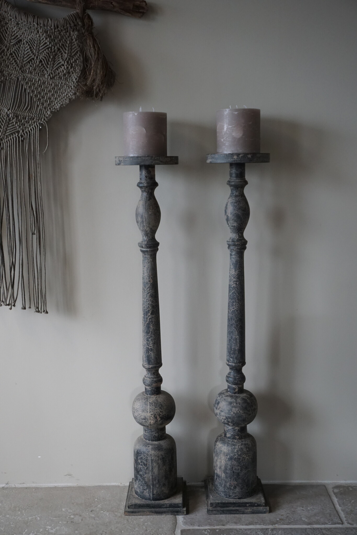 Be-Uniq Landelijke Vloerkandelaar | Grey Finish | H128 cm