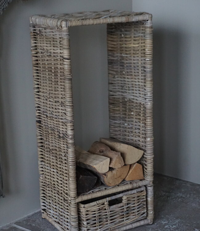 Rene Houtman Haardmand | Grijs | Met Lade | H91 x B40 x D33 cm