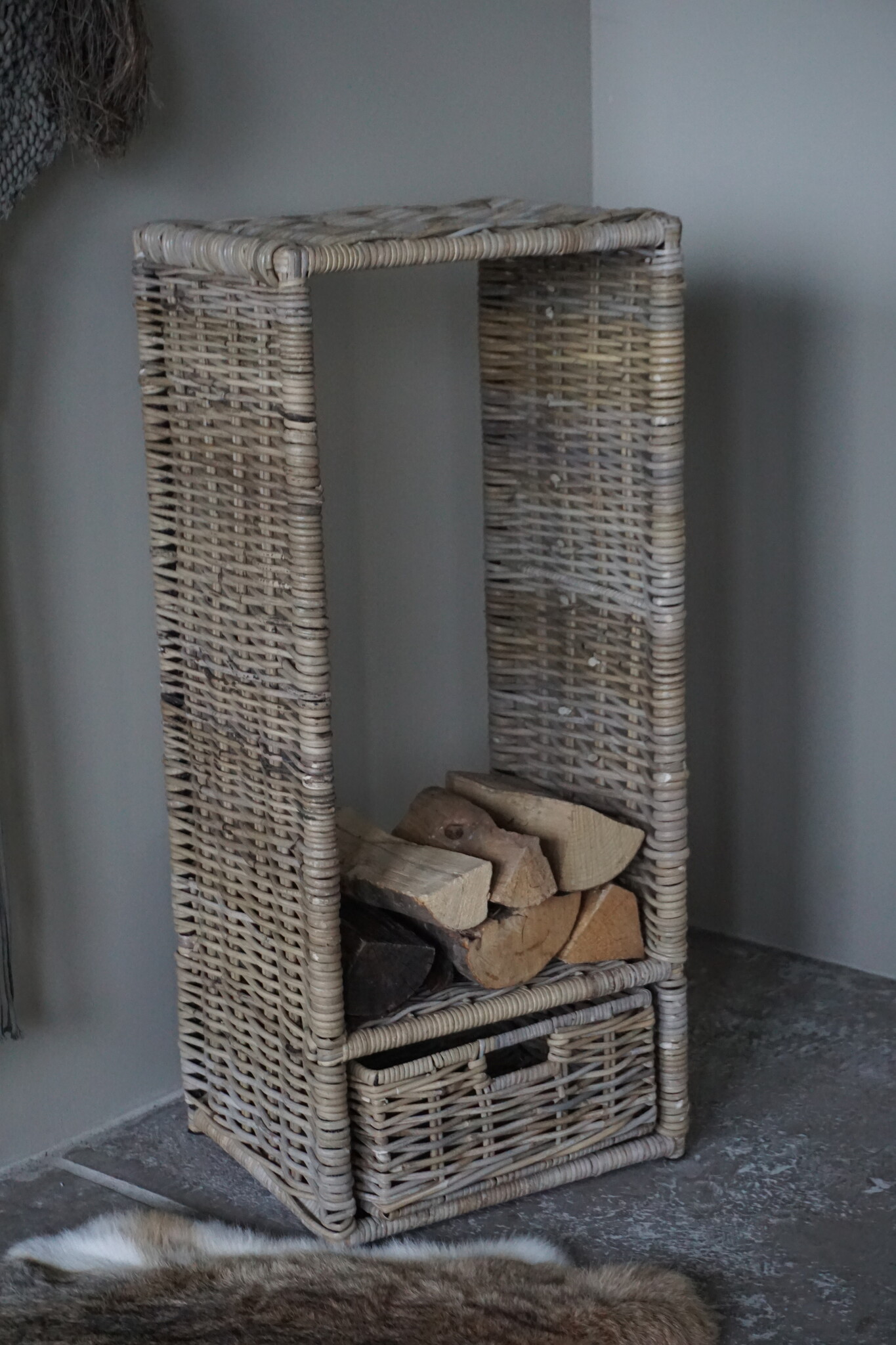 Rene Houtman Haardmand | Grijs | Met Lade | H91 x B40 x D33 cm