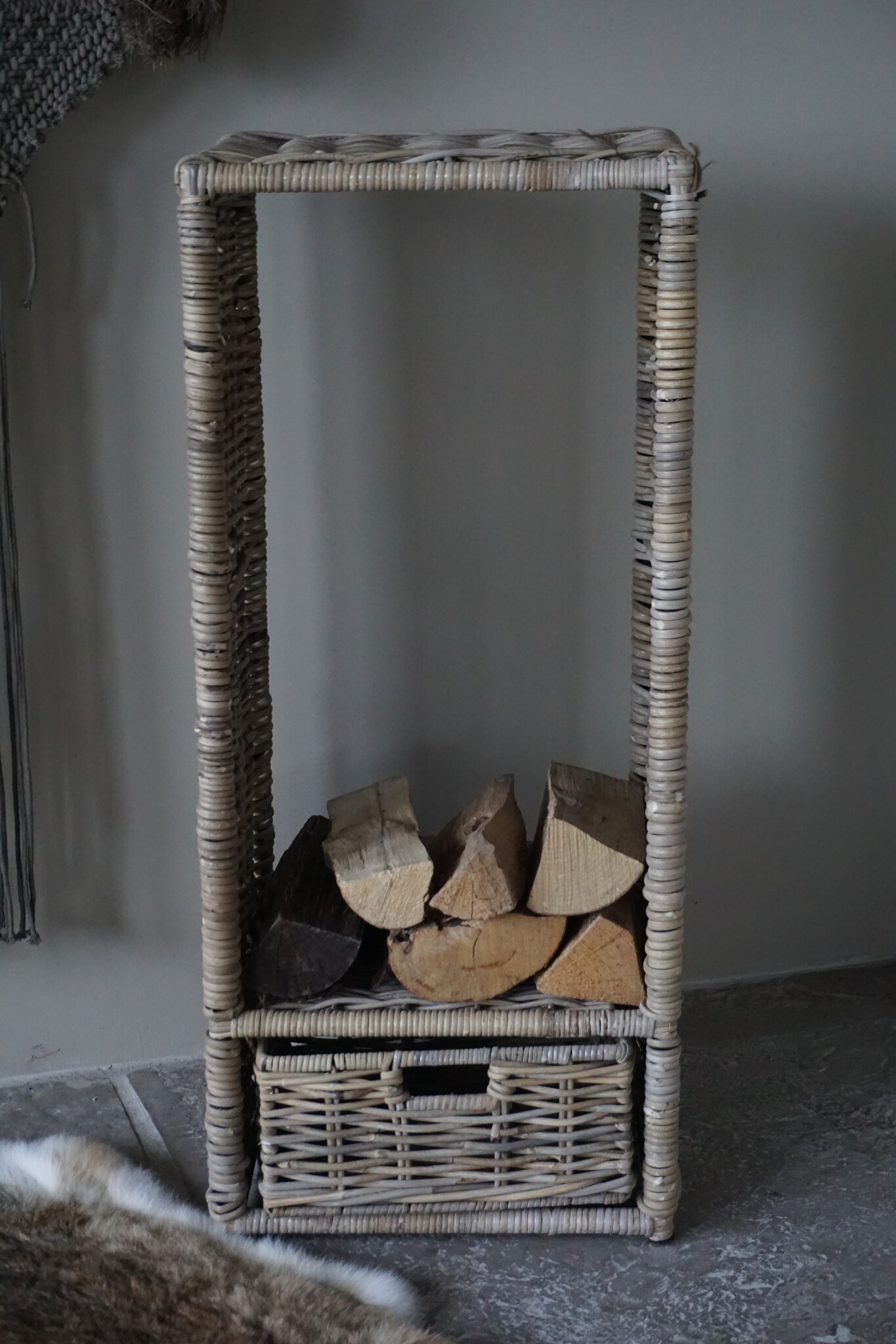 Rene Houtman Haardmand | Grijs | Met Lade | H91 x B40 x D33 cm