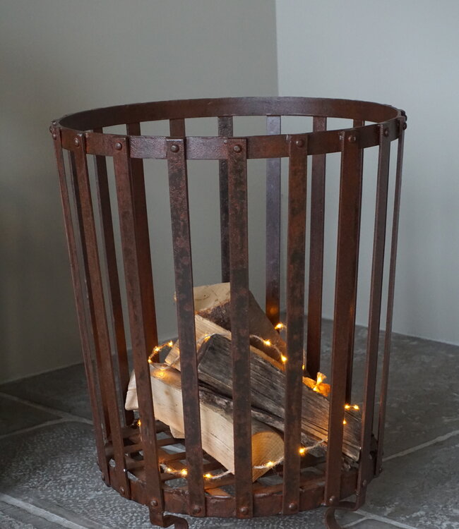 Be-Uniq Houtmand | Smeedijzer | H65 x D54 cm