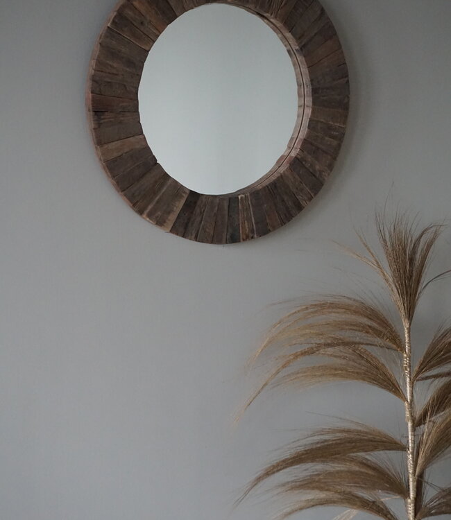 Be-Uniq Spiegel | Oud Hout | Nobis | Ø61 cm