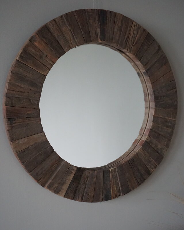 Be-Uniq Spiegel | Oud Hout | Nobis | Ø61 cm