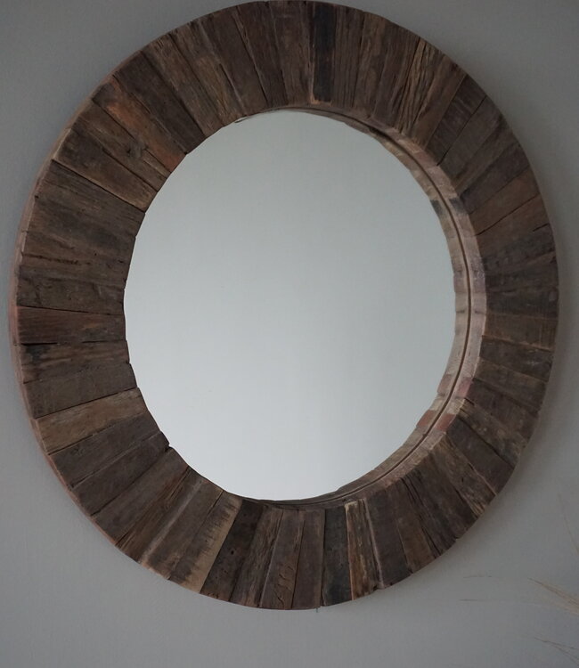 Be-Uniq Spiegel | Oud Hout | Nobis | Ø61 cm