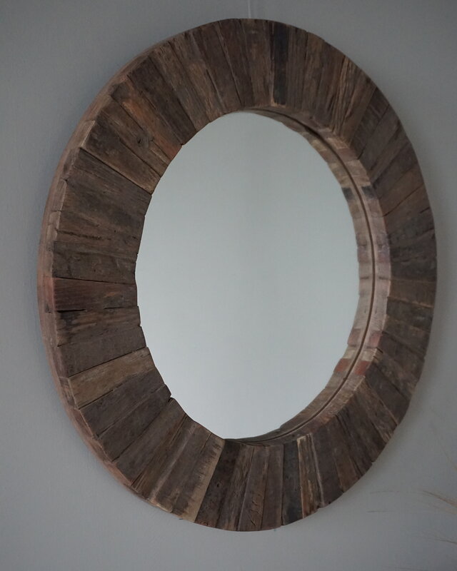 Be-Uniq Spiegel | Oud Hout | Nobis | Ø61 cm