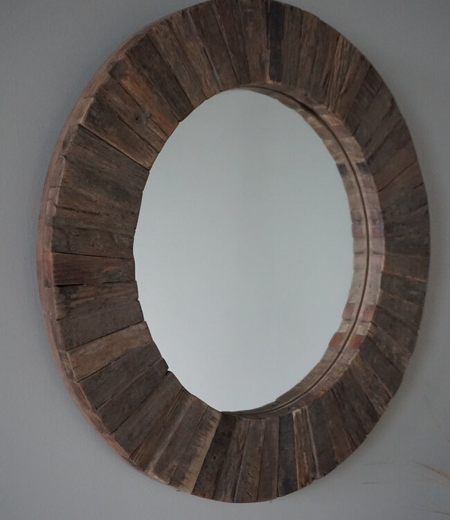 Be-Uniq Spiegel | Oud Hout | Nobis | Ø61 cm