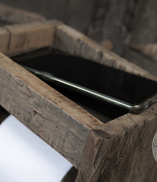 Be-Uniq Toiletrolhouder Unique | Oud Hout | H20 x B20 cm