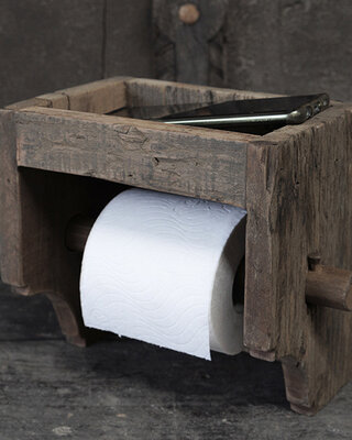 Be-Uniq Toiletrolhouder Unique | Oud Hout | H20 x B20 cm