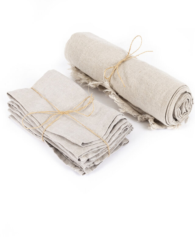 Bazar Bizar Linnen Servetten | Set Van 4 | Zwart/Beige