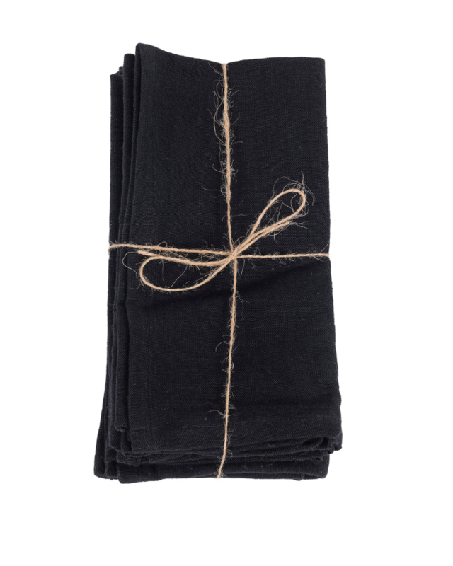 Bazar Bizar Linnen Servetten | Set Van 4 | Zwart/Beige