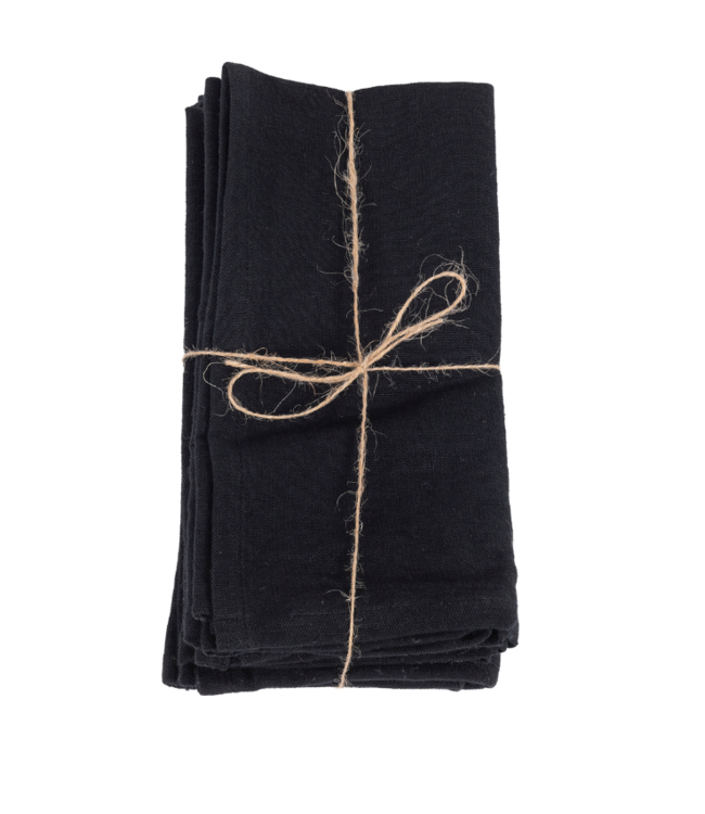 Bazar Bizar Linnen Servetten | Set Van 4 | Zwart/Beige