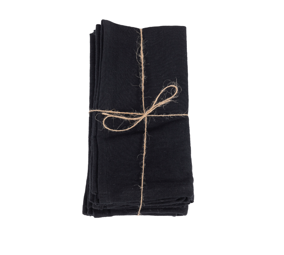 Bazar Bizar Linnen Servetten | Set Van 4 | Zwart/Beige
