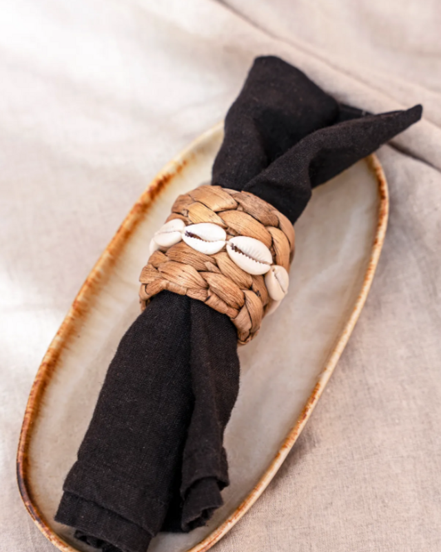 Bazar Bizar Linnen Servetten | Set Van 4 | Zwart/Beige