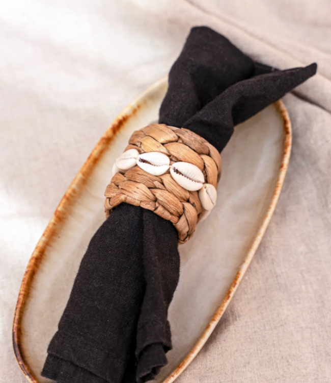 Bazar Bizar Linnen Servetten | Set Van 4 | Zwart/Beige