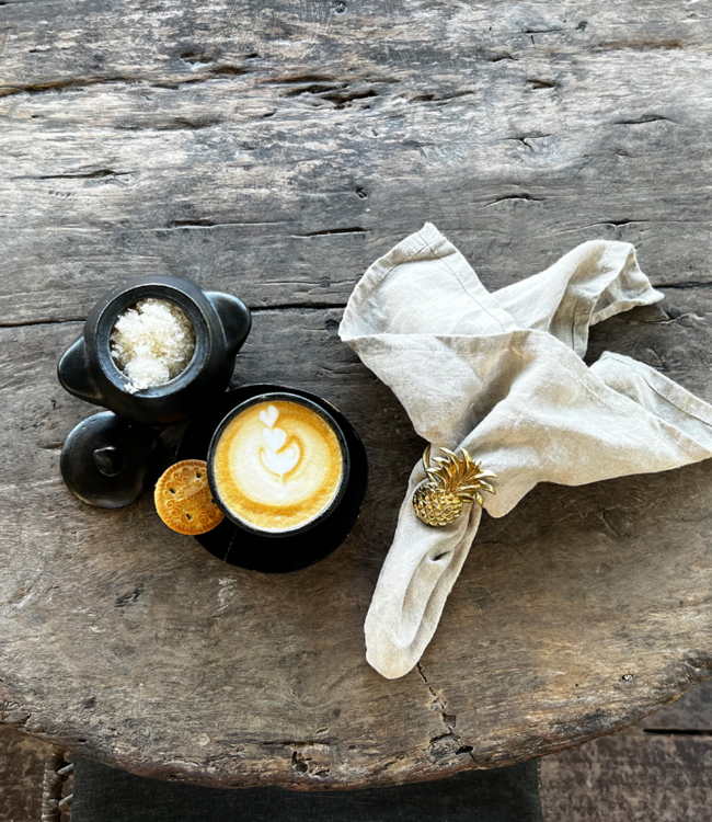 Bazar Bizar Linnen Servetten | Set Van 4 | Zwart/Beige