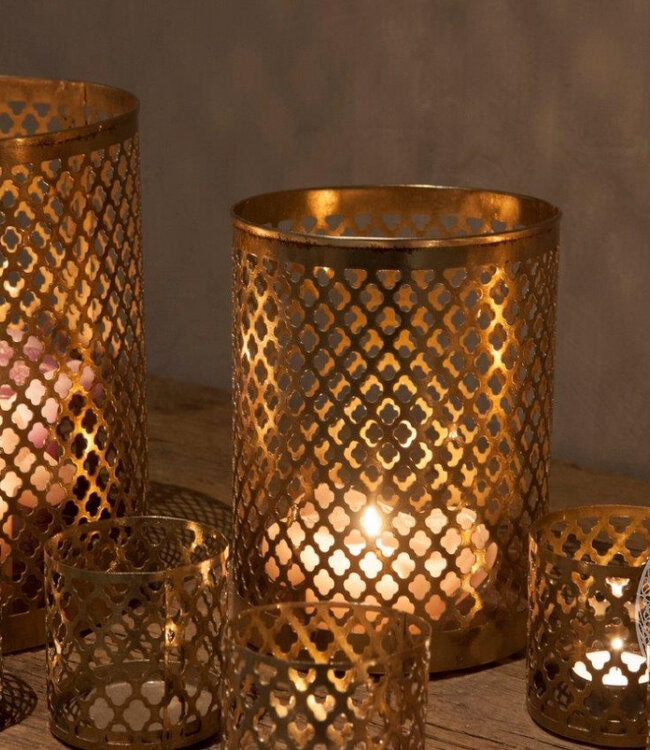 Be-Uniq Metalen Waxinehouders | Set van 4 | H10 x B7 cm