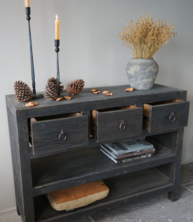 Rene Houtman Sidetable | Rough Black | H90 x B120 x D40 cm