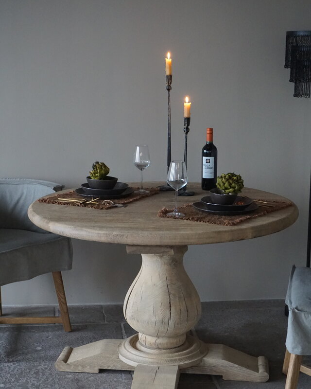 Rene Houtman Eetkamertafel Rond | Eiken | Bolpoot | Ø115 x H77 cm
