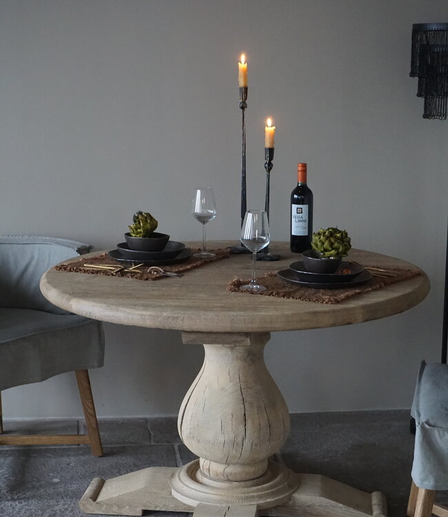 Rene Houtman Eetkamertafel Rond | Eiken | Bolpoot | Ø115 x H77 cm