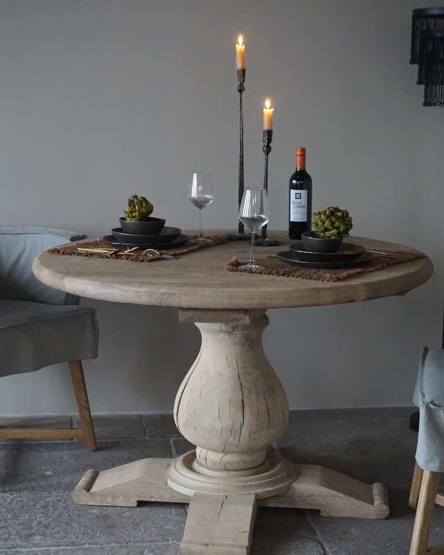 Rene Houtman Eetkamertafel Rond | Eiken | Bolpoot | Ø115 x H77 cm