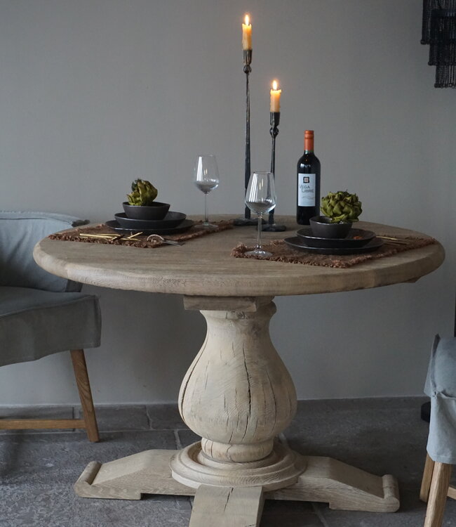 Rene Houtman Eetkamertafel Rond | Eiken | Bolpoot | Ø115 x H77 cm