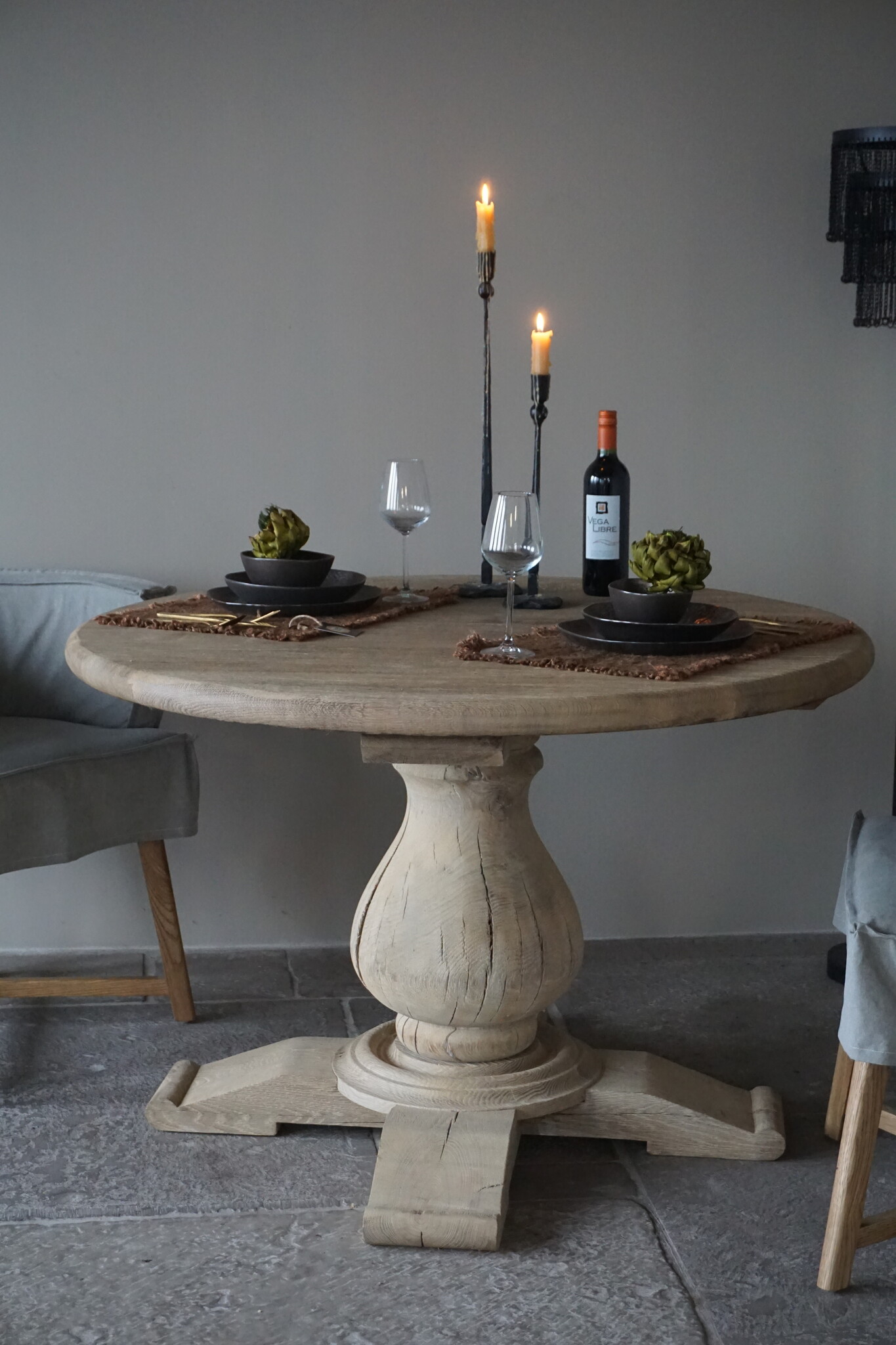 Rene Houtman Eetkamertafel Rond | Eiken | Bolpoot | Ø115 x H77 cm