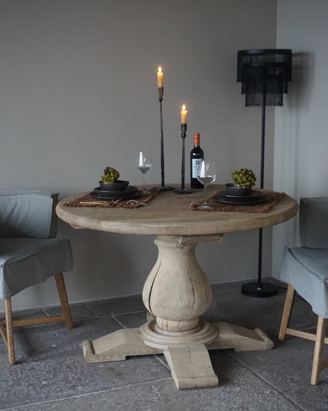 Rene Houtman Eetkamertafel Rond | Eiken | Bolpoot | Ø115 x H77 cm