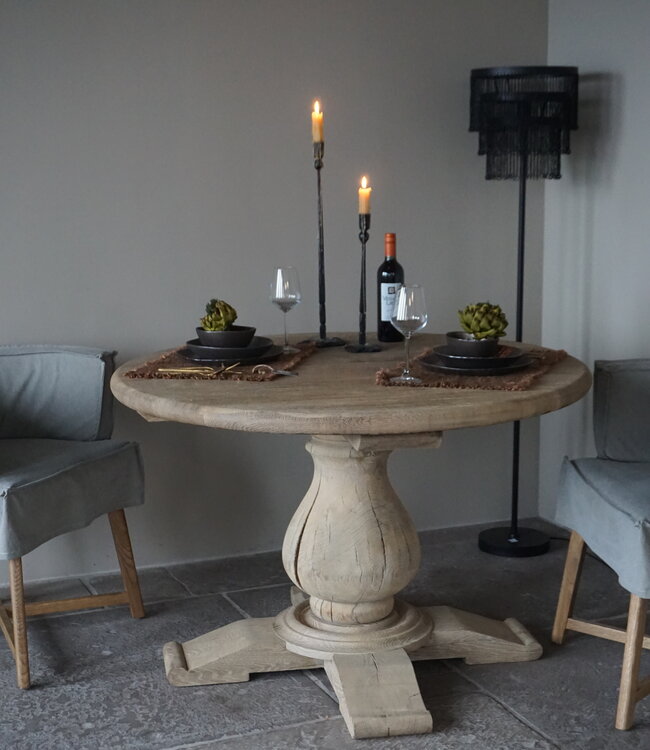 Rene Houtman Eetkamertafel Rond | Eiken | Bolpoot | Ø115 x H77 cm