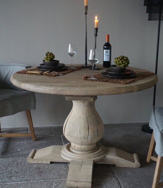 Rene Houtman Eetkamertafel Rond | Eiken | Bolpoot | Ø115 x H77 cm