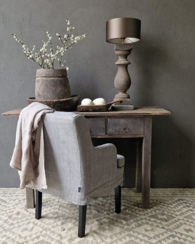 Luksa Home Collection Tafellamp Baluster | Oud Hout | H70 cm